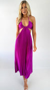 Sorcha Cut Out Pleated Maxi Dress - Purple
