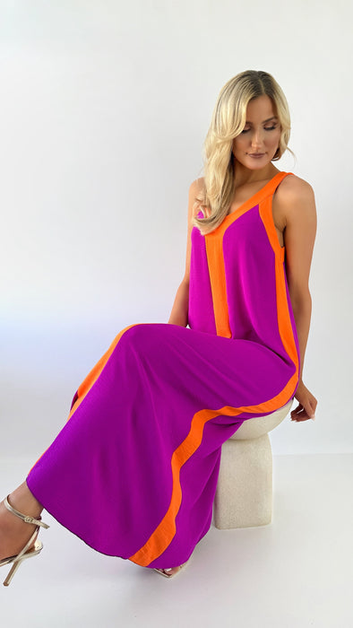Leona Maxi Dress - Fuchsia and Orange