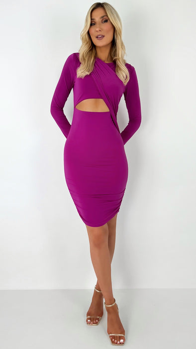 Courtney Cut Out Bodycon Dress - Purple