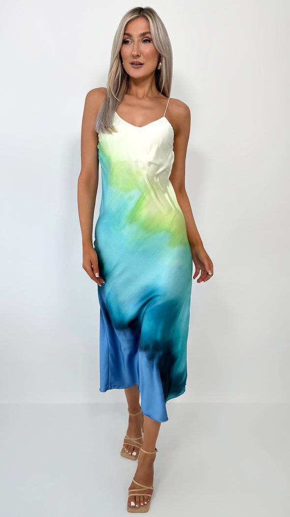 Jessica Gradient Maxi Slip Dress - Blue
