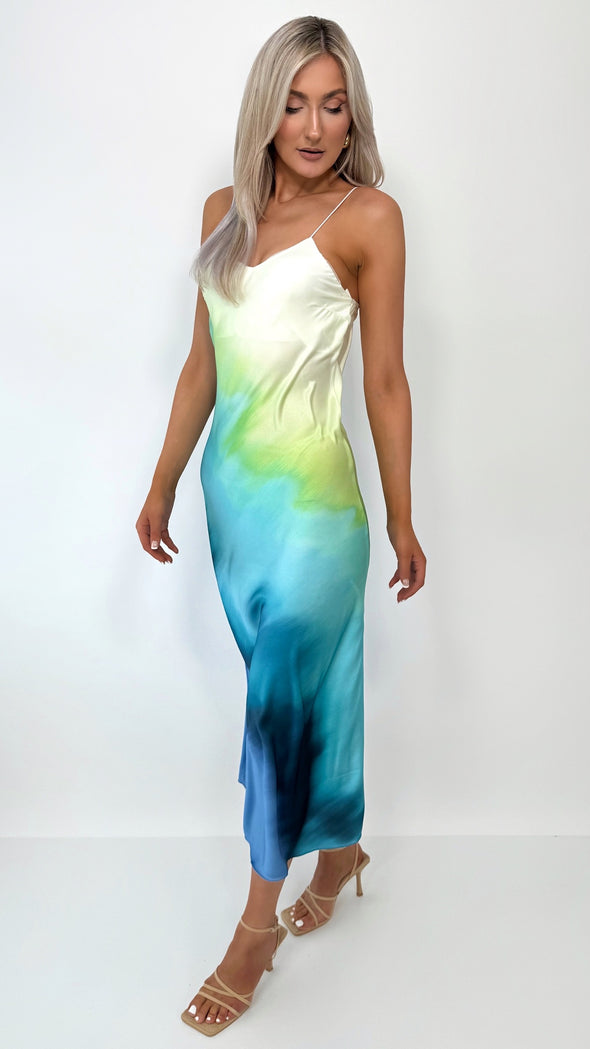 Jessica Gradient Maxi Slip Dress - Blue