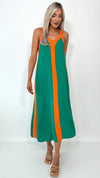Leona Maxi Dress - Green and Orange