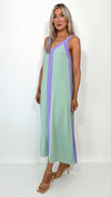 Leona Maxi Dress - Sage Green and Purple