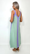 Leona Maxi Dress - Sage Green and Purple