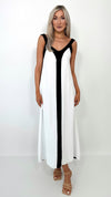 Leona Maxi Dress - White and Black