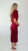 Julie One Shoulder Satin Maxi Dress - Burgundy