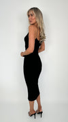 Giulia Midi Ribbed Knit Dress - Black