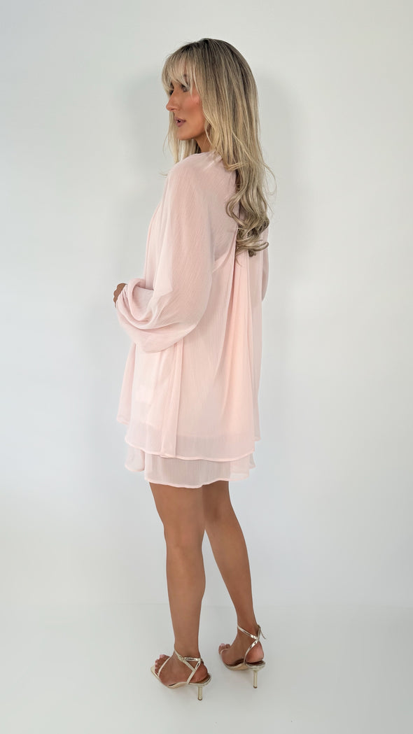 Kate Loose Chiffon Mini Dress - Light Pink