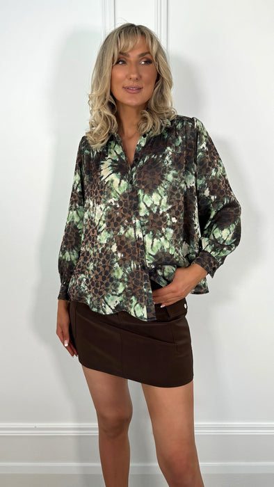 Lorna Printed Shirt - Brown and Green