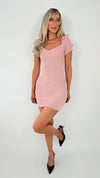 Sophia Ribbed Knit Dress - Pink