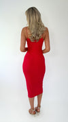 Giulia Midi Ribbed Knit Dress - Red