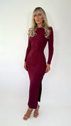 Maeve Long Sleeve Open Back Maxi Dress - Burgundy