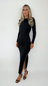 Maeve Long Sleeve Open Back Maxi Dress - Black