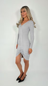 Penelope Ribbed Knit Dress - Grey