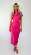 Lorna Satin Maxi Dress - Fuchsia