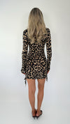 Dianne Animal Print Long Sleeve Ruched Side Mini Dress