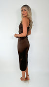 Julie One Shoulder Satin Maxi Dress - Brown