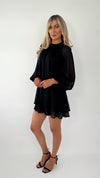 Kate Loose Chiffon Mini Dress - Black