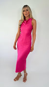 Lorna Satin Maxi Dress - Fuchsia
