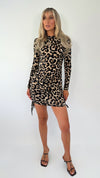 Dianne Animal Print Long Sleeve Ruched Side Mini Dress