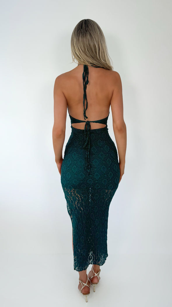Norah Maxi Lace Dress - Dark Green