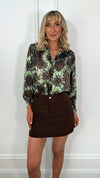 Lorna Printed Shirt - Brown and Green