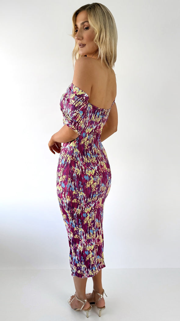 Lauren Off the Shoulder Bodycon Dress - Purple
