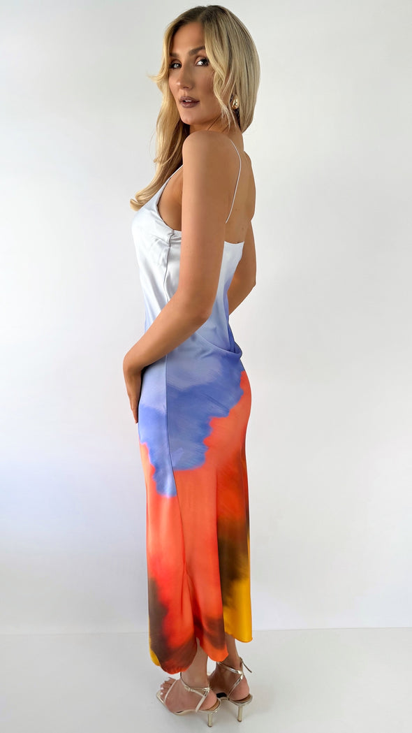 Jessica Gradient Maxi Slip Dress - Orange