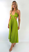 Sorcha Cut Out Pleated Maxi Dress - Green