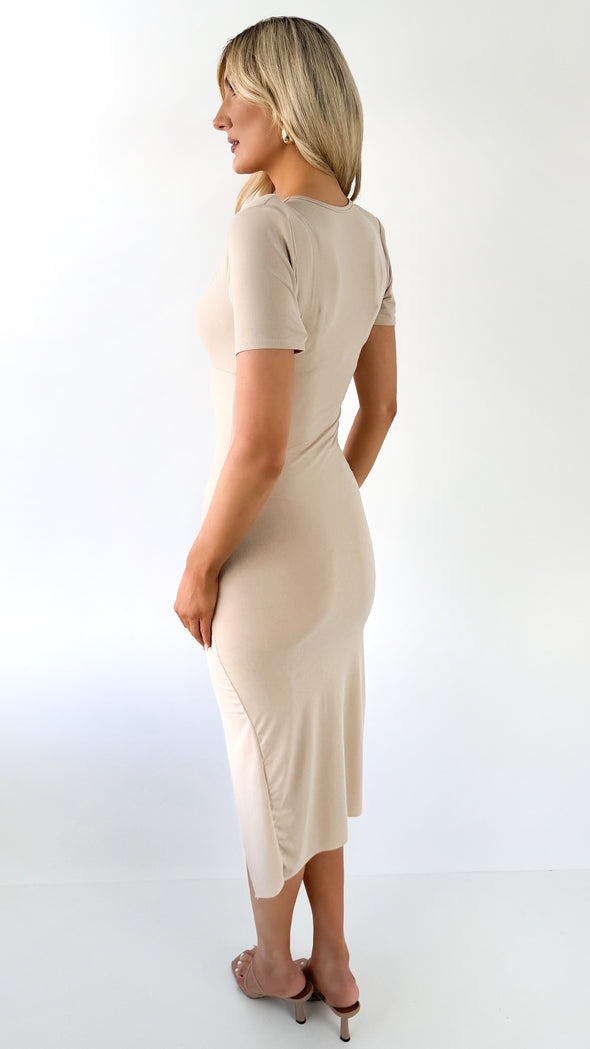 Tiffany Bodycon Dress - Beige