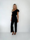 Zoey One Shoulder Exaggerated Ruffle Jumpsuit - Black