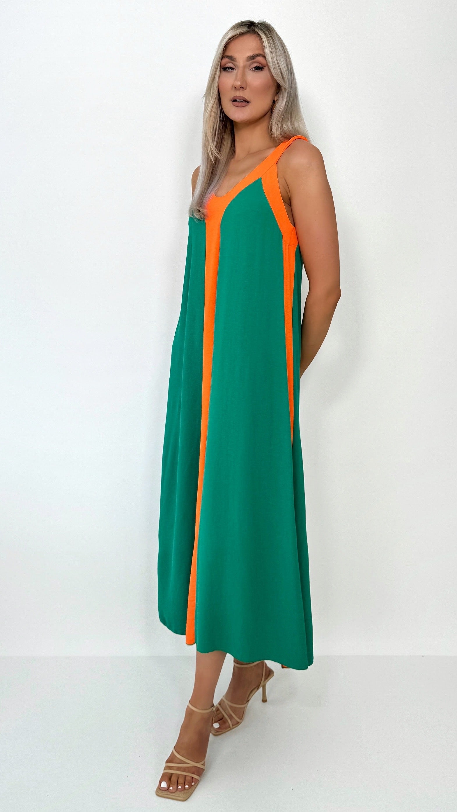 Leona Maxi Dress - Green and Orange dresses.ie Leona Maxi Dress - Green and Orange dresses.ie