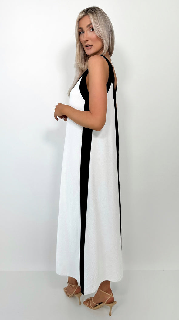 Leona Maxi Dress - White and Black