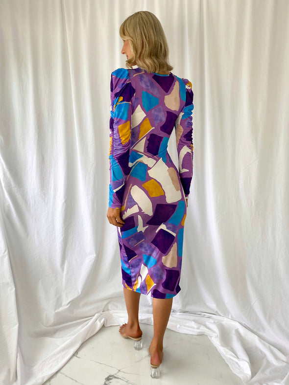 Dorah Printed Pencil Dress - Purple
