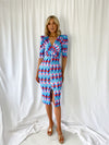 Vivi Printed Pencil Dress with Front Slit - Multicolour