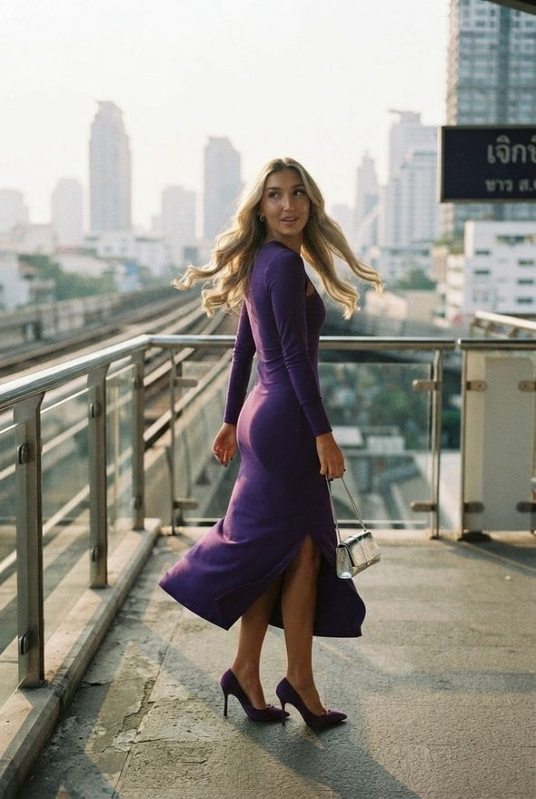 Tilly One Sleeve Slit Bodycon Dress