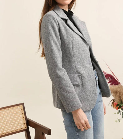 Luna Single Button Coat - Grey