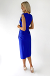 Plunge Neck Midi Dress - Royal Blue