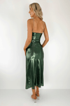 Layla Halter Neck Shinny Midi Dress - Green