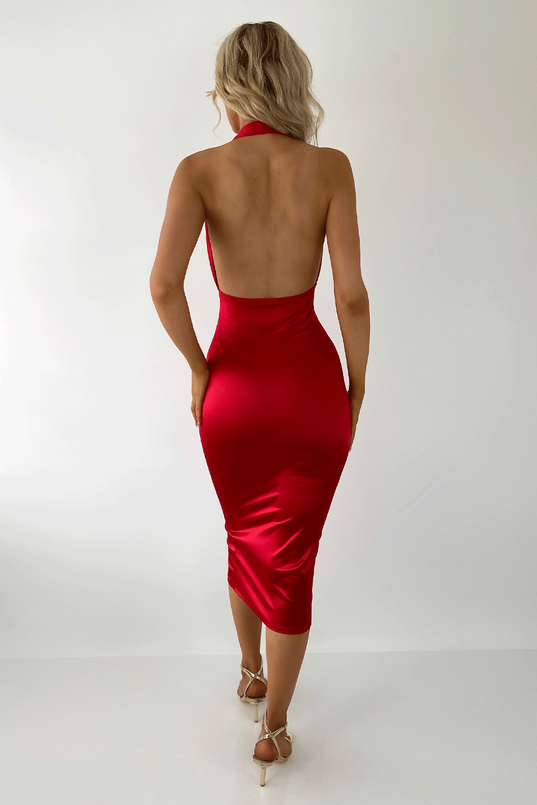 Red backless online bodycon dress