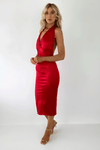 Penelope Halter Neck Backless Bodycon Dress- Red