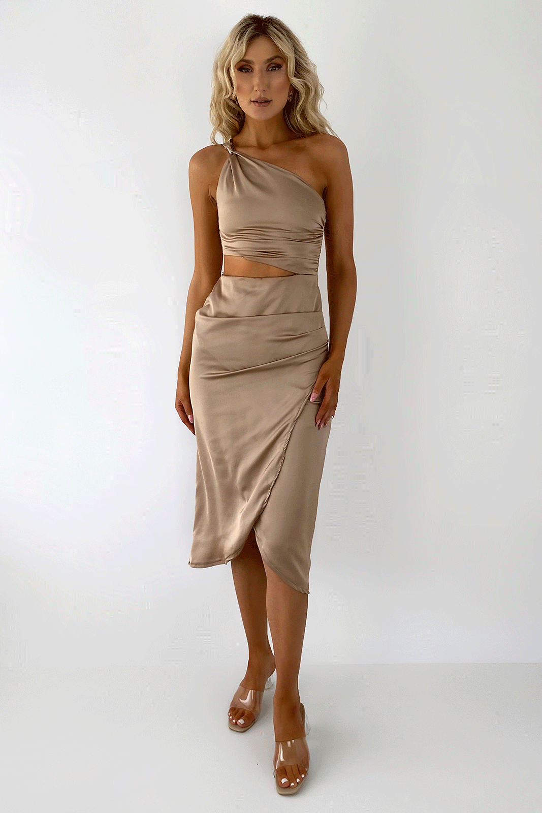 Brooklyn One Should Cut Out Midi Dress - Gold dresses.ie Brooklyn One Should Cut Out Midi Dress - Gold dresses.ie