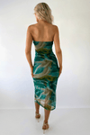 Sarah Ruched Printed Off The Shoulder Dress - Green