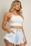 Strappy Ribbed Crop Top - White