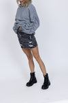 Distressed Grey Denim Mini Skirt