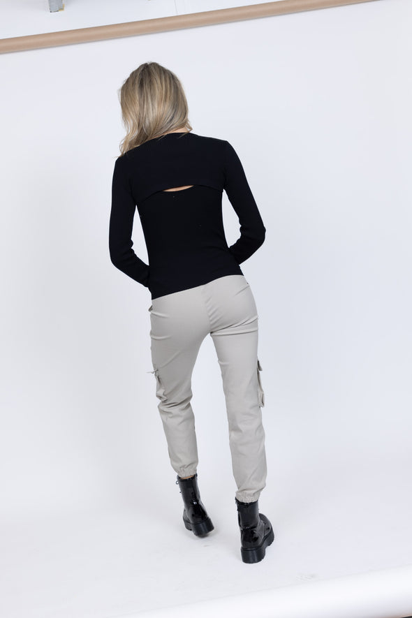 Nicole ribbed top - black