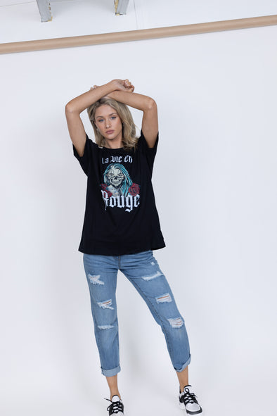 La Vie En Rouge Graphic T-Shirt - Black