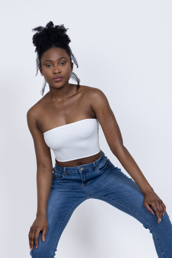 Denise Off The Shoulder Crop Top - White