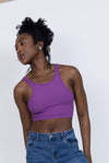 Emma High Back Crop Top - Purple