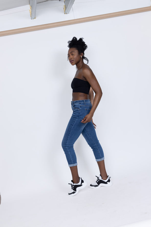 Denise Off The Shoulder Crop Top - Black